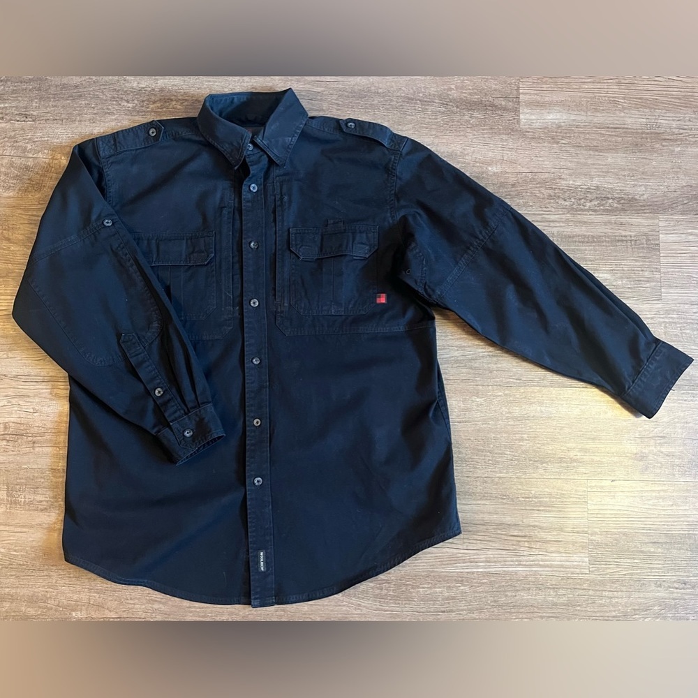 Woolrich Elite Series CCW Men’s Long Sleeve Black Operator‎ Shirt Sz Large F8